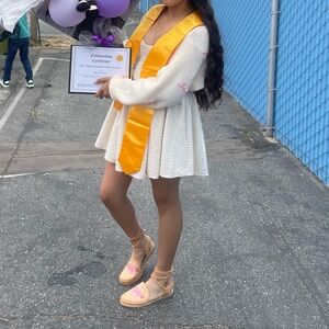 Ivory Textured Sleeveless Dress (S)